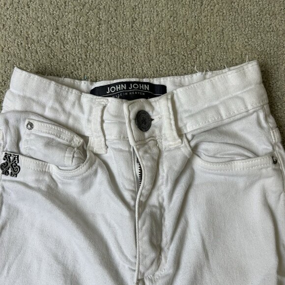 John John Womens White Skinny Jeans Tight Pants High Waist Brazil Petite Size 22 - Picture 3 of 10